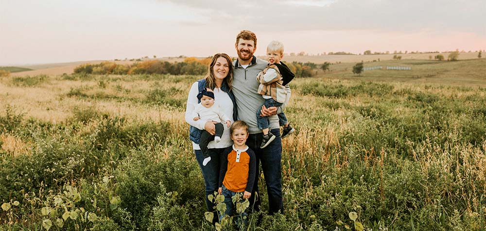 Regenerative farmer Reece Klug and his family