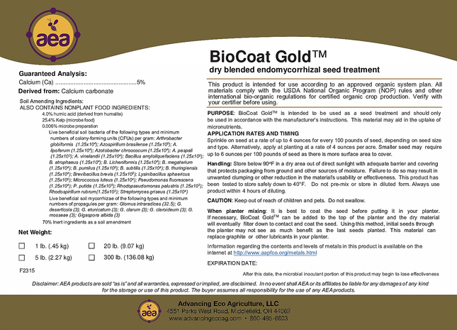 AEA's BioCoat Gold (OMRI)